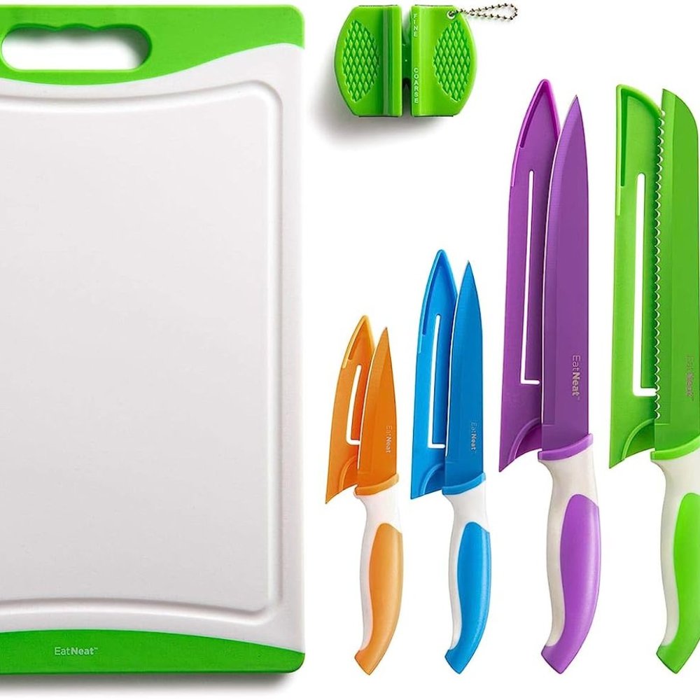 12 Piece Premium Cutting Board Set Colorful Kitchen Stainless Steel Knife